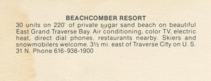 Beachcomber Resort (Beachcomber Motel, Travel Lodge) - Vintage Postcard Back